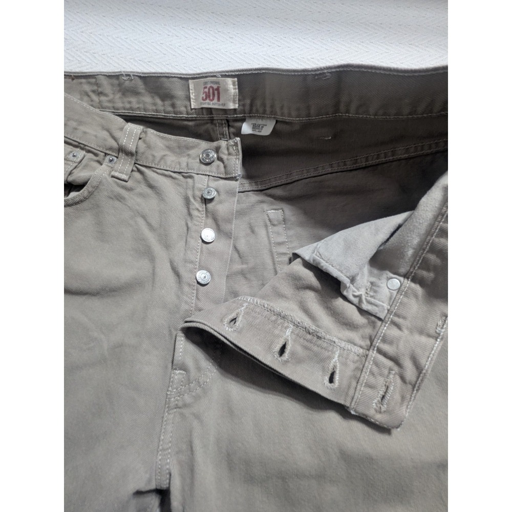 Levi's 501 Jeans Mens 36x30 Khaki Tan Button Fly Straight Leg Cotton - Picture 12 of 13